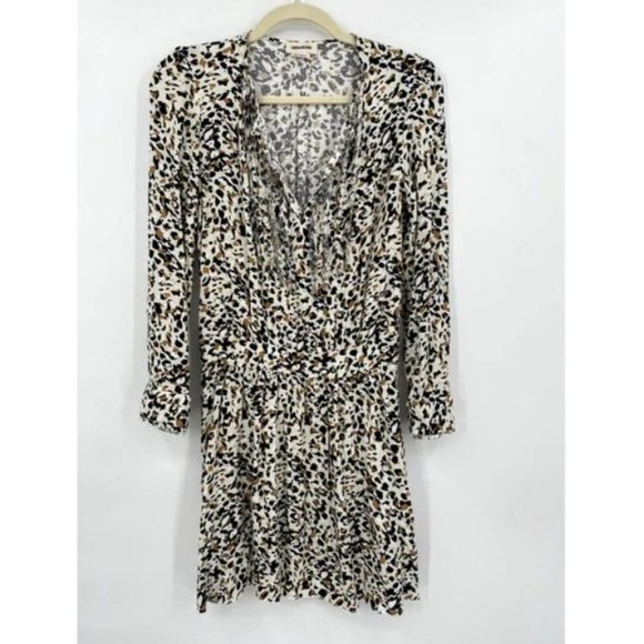 Zadig & Voltaire Remus Leo Leopard Long Sleeve Button Down Mini Dress Size Small - Picture 2 of 6